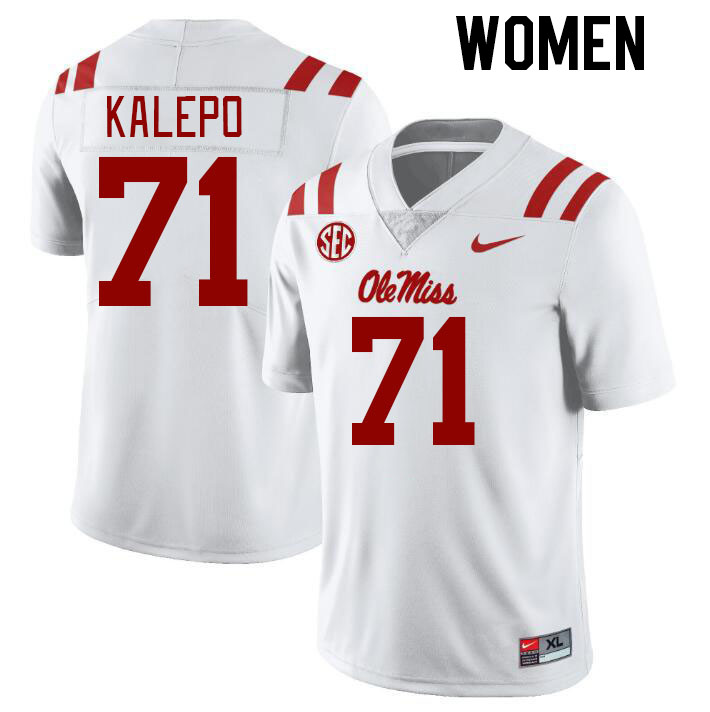 Women #71 Nate Kalepo Ole Miss Rebels College Football Jerseys Stitched-White